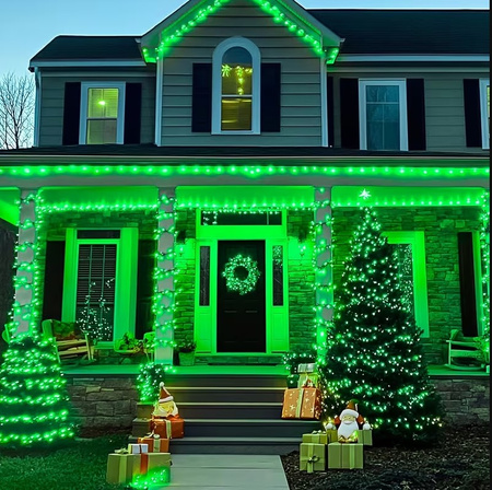 LAMPKI CHOINKOWE 1000 LED ZIELONE Z BIAŁYM FLASHEM 60 M