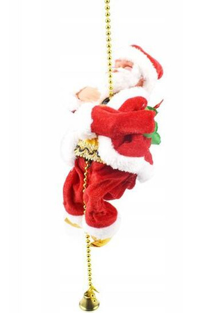 MIKOŁAJ 20CM  WSPIN AJĄCY SIĘ PO LINIE 100CM Z MELODYJKA NA ŚWIĘTA HIT