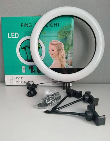 LAMPA PIERŚCIENIOWA DO SELFIE ZE STATYWEM TRZY UCHWYTY