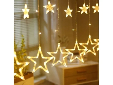 Kurtyna gwiazdki 2,5M lampki BARWA CIEPŁA