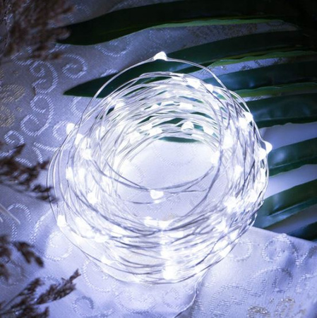 DRUCIK GIRLANDA SOLARNA LAMPKI NA DRUCIKU OGRODOWE 200 cm barwa zimna biała