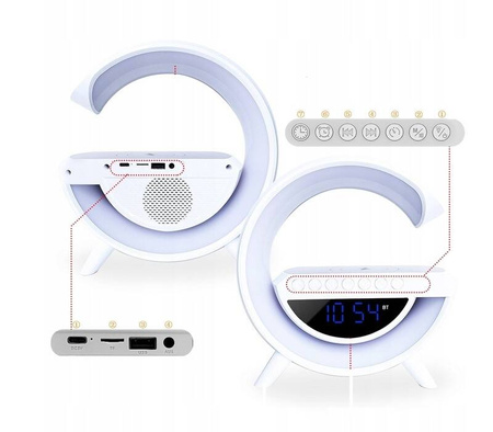 LAMPKA  ŁADOWARKA GŁOŚNIK RADIO budzik WYŚWIETLACZ