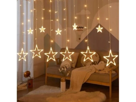 Kurtyna gwiazdki 2,5M lampki BARWA CIEPŁA