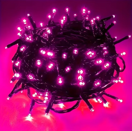 LAMPKI CHOINKOWE 1000 LED RÓŻOWE Z BIAŁYM FLASHEM 60 M
