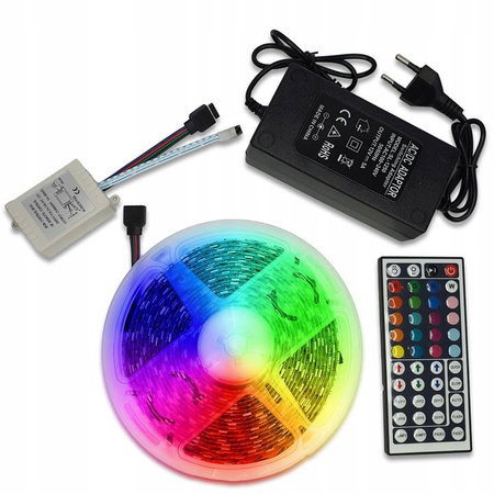 TAŚMA LED 5050 SMD WODOODPORNA RGB KOLOROWA PILOT