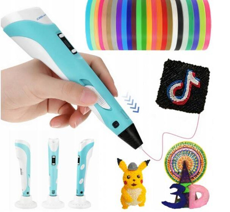 MAGICZNY DŁUGOPIS DRUKARKA 3D PEN ZESTAW + WKŁADY MIX KOLOR DLA DZIECI