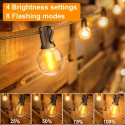 GIRLANDY LAMPKI OGRODOWE 5,3 M Zewnętrzne 10żarówek