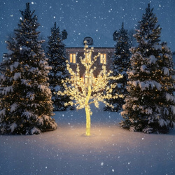 DRZEWKO LED ŚWIECĄCE 150 CM BIAŁE CIEPŁE Z FLASHEM